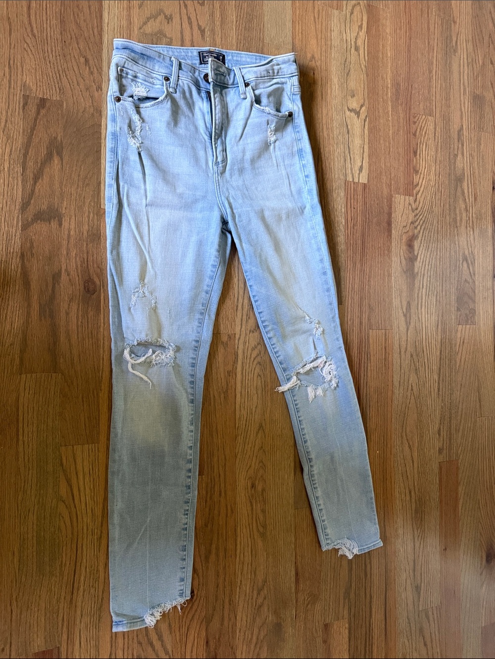 Abercrombie & Fitch Light Blue Distressed Skinny Jeans